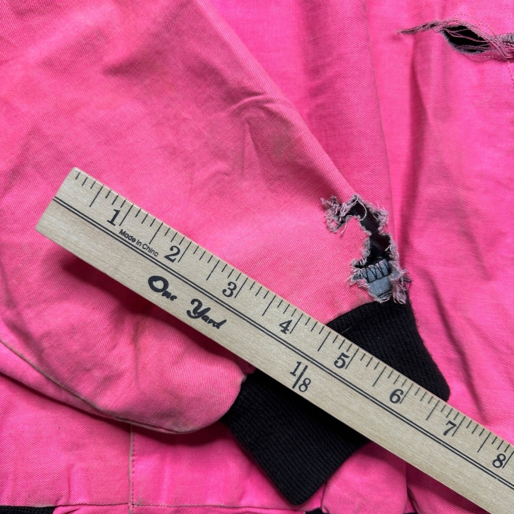 Vintage Thrashed Wrangler Brushpopper Jacket Pink Striped Western Bomber XXL - Picture 7 of 9